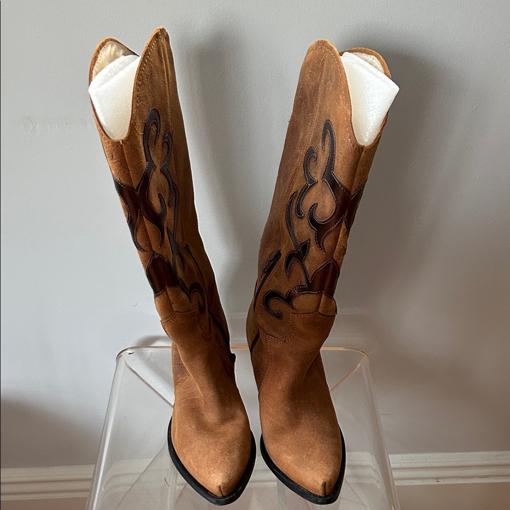 Nine West Tan and Brown Heeled Boots
